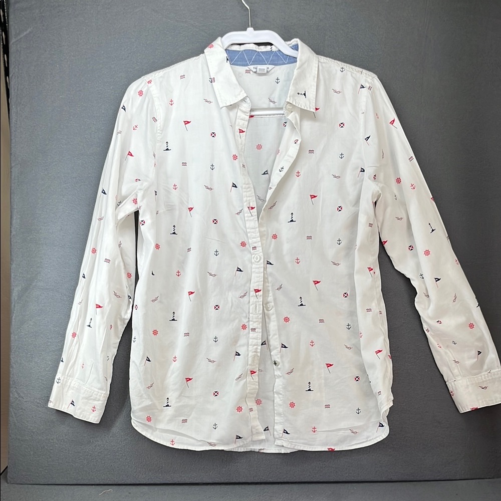 Nautica White Blouse with Subtle Print